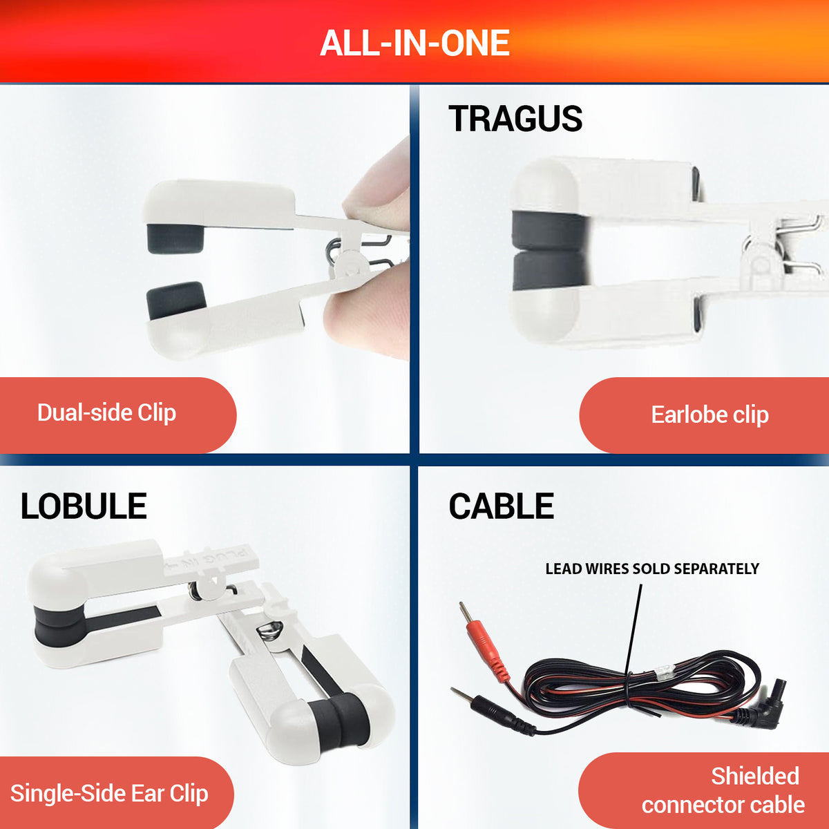 TENS Unit Vagus Nerve Dual Soft Carbon Ear Clips Pair OrthoSTAT TENS Unit Vagus Nerve Dual Soft Carbon Ear Clips Pair OrthoSTAT