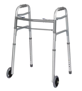 Walker with 5 Inch Front Wheels - Folding - Two Button - Standard Width