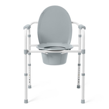 Load image into Gallery viewer, 3-in-1 Bedside Commode - Elongated - Foldable - White
