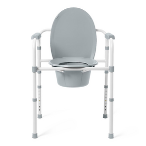 3-in-1 Bedside Commode - Elongated - Foldable - White