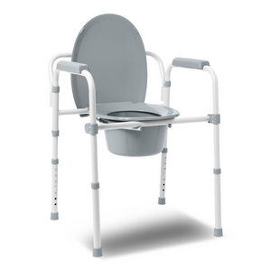 3-in-1 Bedside Commode - Elongated - Foldable - White