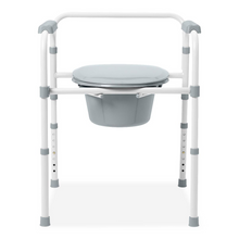 Load image into Gallery viewer, 3-in-1 Bedside Commode - Elongated - Foldable - White
