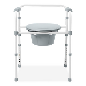 3-in-1 Bedside Commode - Elongated - Foldable - White