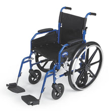 Load image into Gallery viewer, Hybrid 2 Transport Wheelchair Chair with Swing Away Leg Rests - Blue
