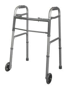 Two-Button Folding Walker with 5 Inch Wheels - Junior