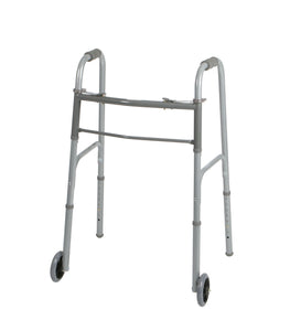Two-Button Folding Walker with 5 Inch Wheels - Adult - Standard Width - Pack of 4